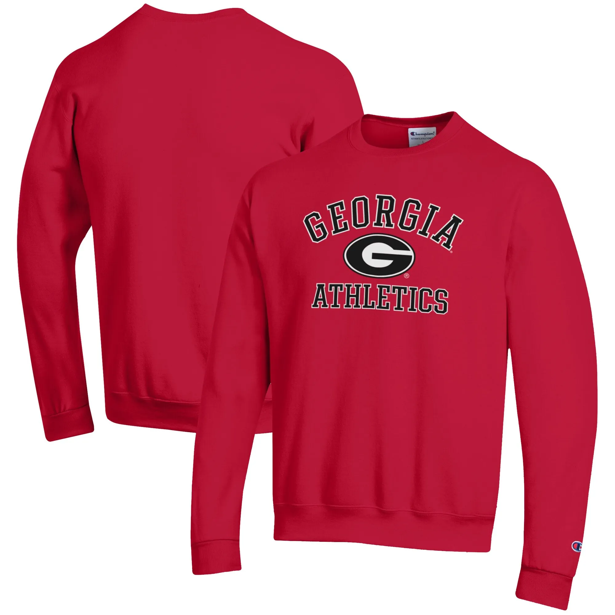 Men's Champion  Red Georgia Bulldogs Athletics Logo Pullover Sweatshirt