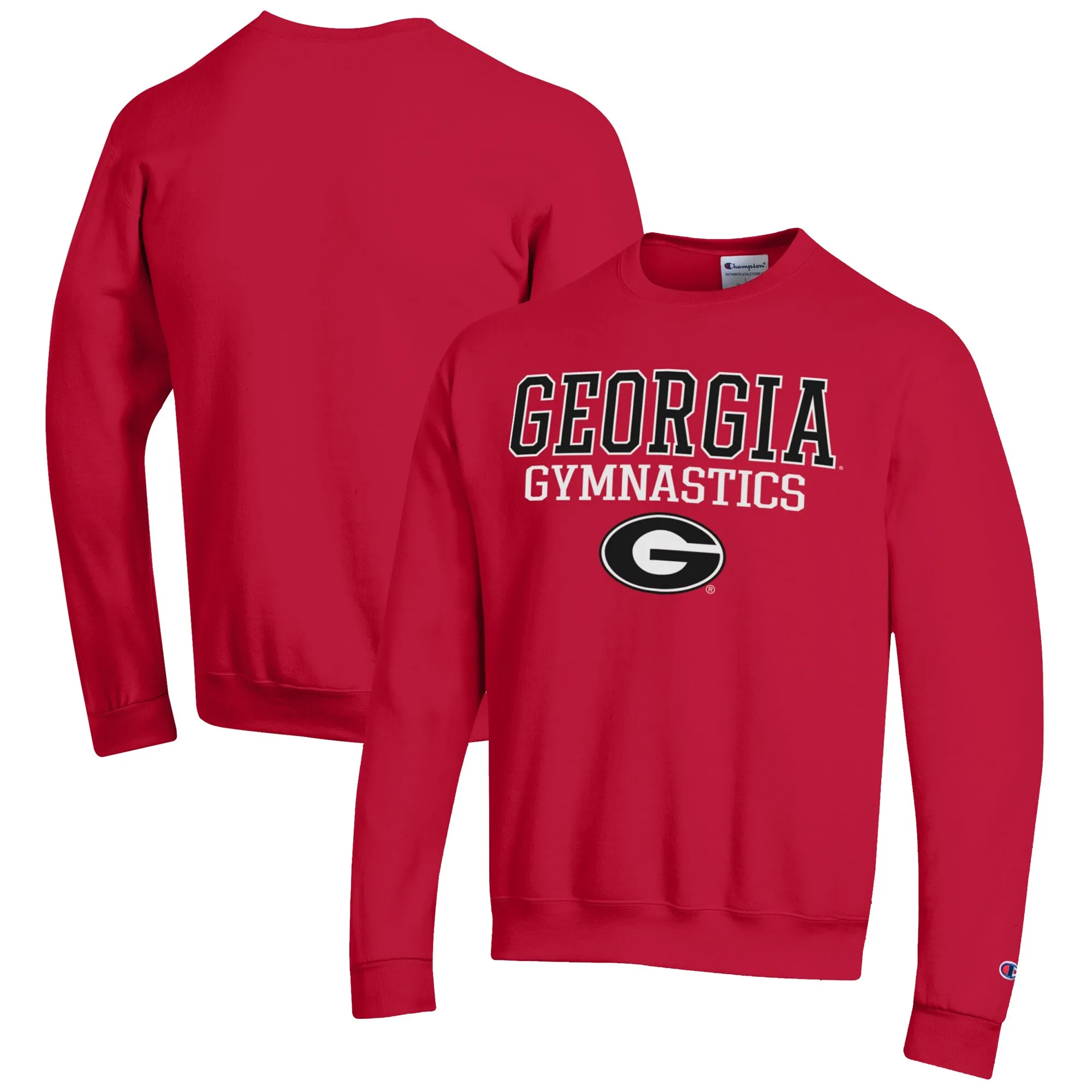 Men's Champion  Red Georgia Bulldogs Gymnastics Stack Powerblend Pullover Sweatshirt