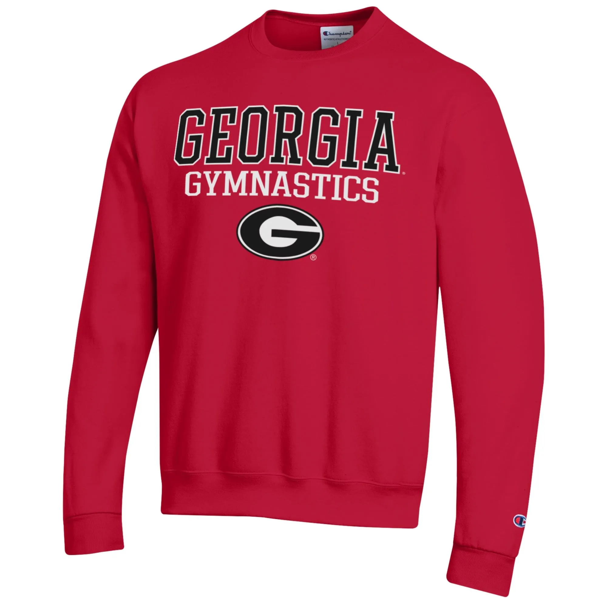 Men's Champion  Red Georgia Bulldogs Gymnastics Stack Powerblend Pullover Sweatshirt