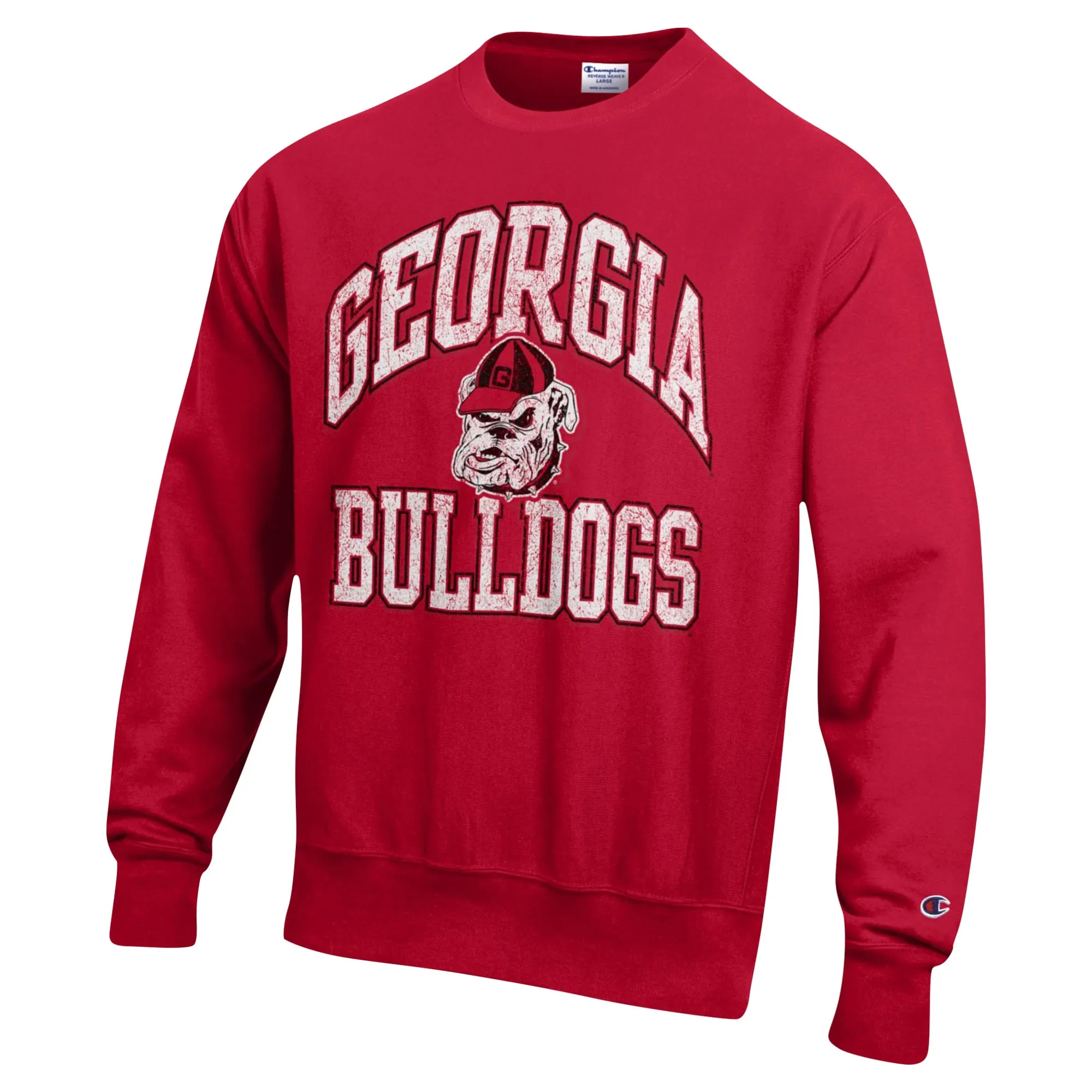 Men's Champion Red Georgia Bulldogs Vault Late Night Reverse Weave Pullover Sweatshirt