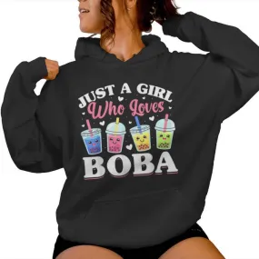 Milktea Boba Kawaii Style Just A Girl Who Loves Boba Women Hoodie