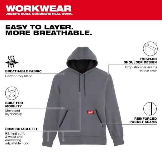 Milwaukee Men's FREEFLEX Pullover Hoodie in Grey