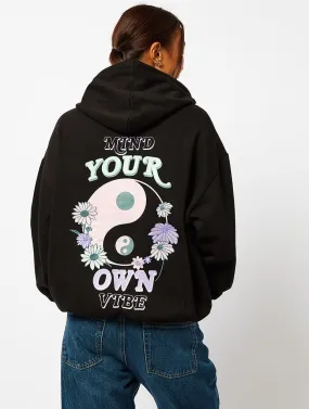 Mind Your Own Vibe Hoodie in Black