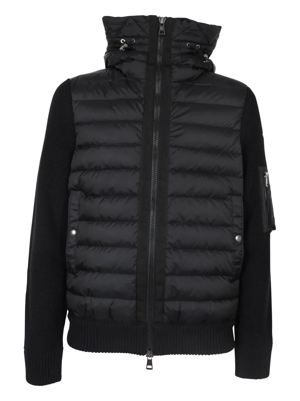 MONCLER Padded Zip Sweatshirt with Wool Sleeves