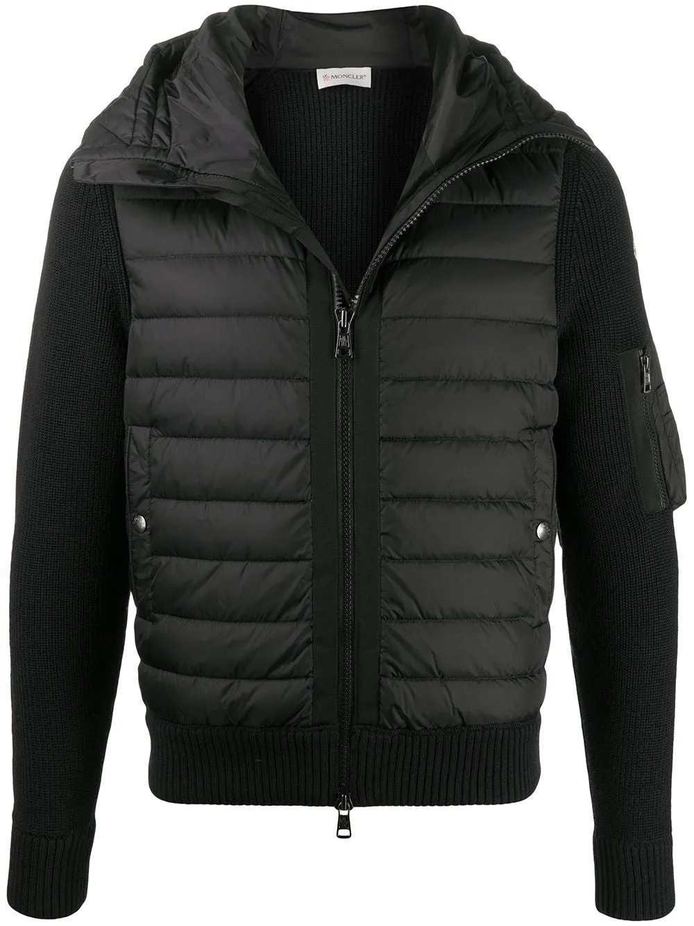 MONCLER Padded Zip Sweatshirt with Wool Sleeves