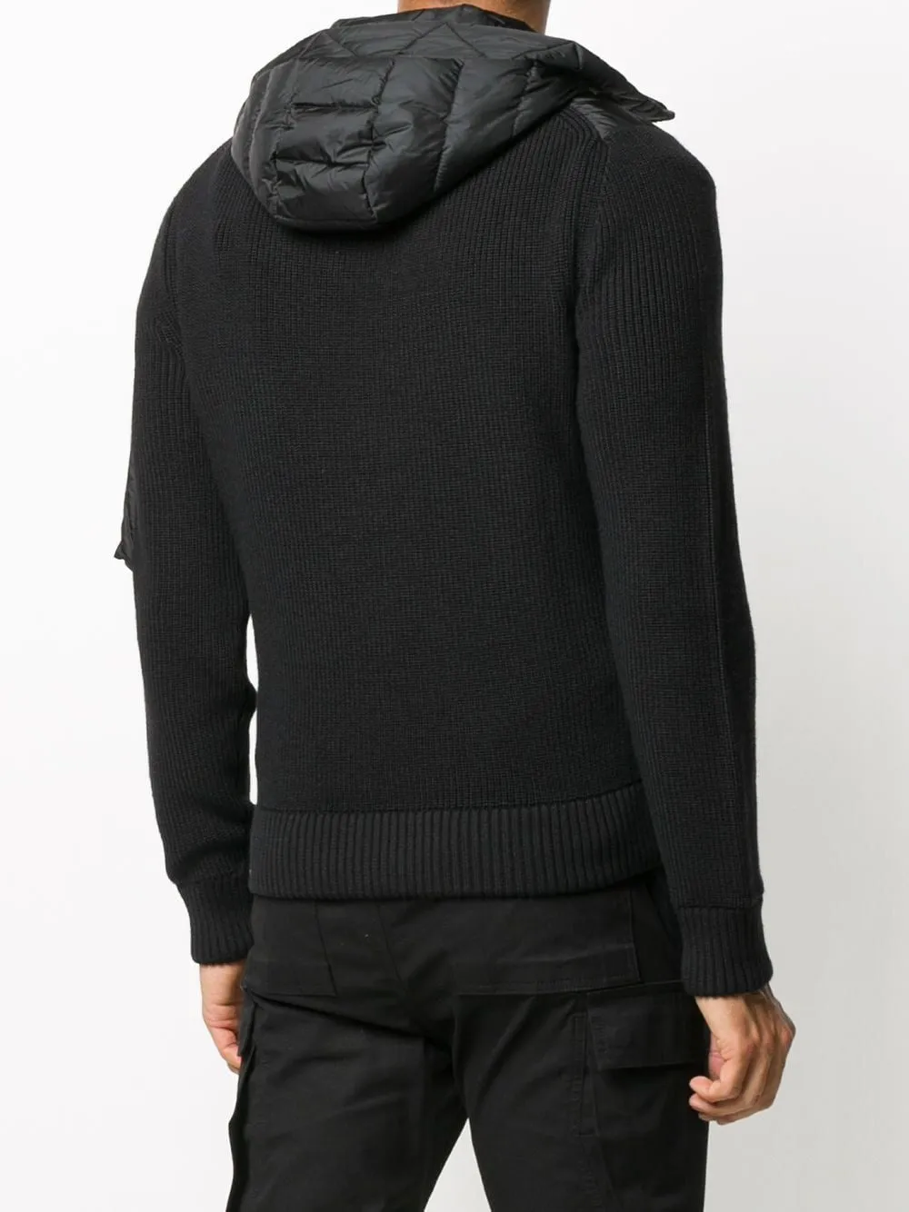 MONCLER Padded Zip Sweatshirt with Wool Sleeves