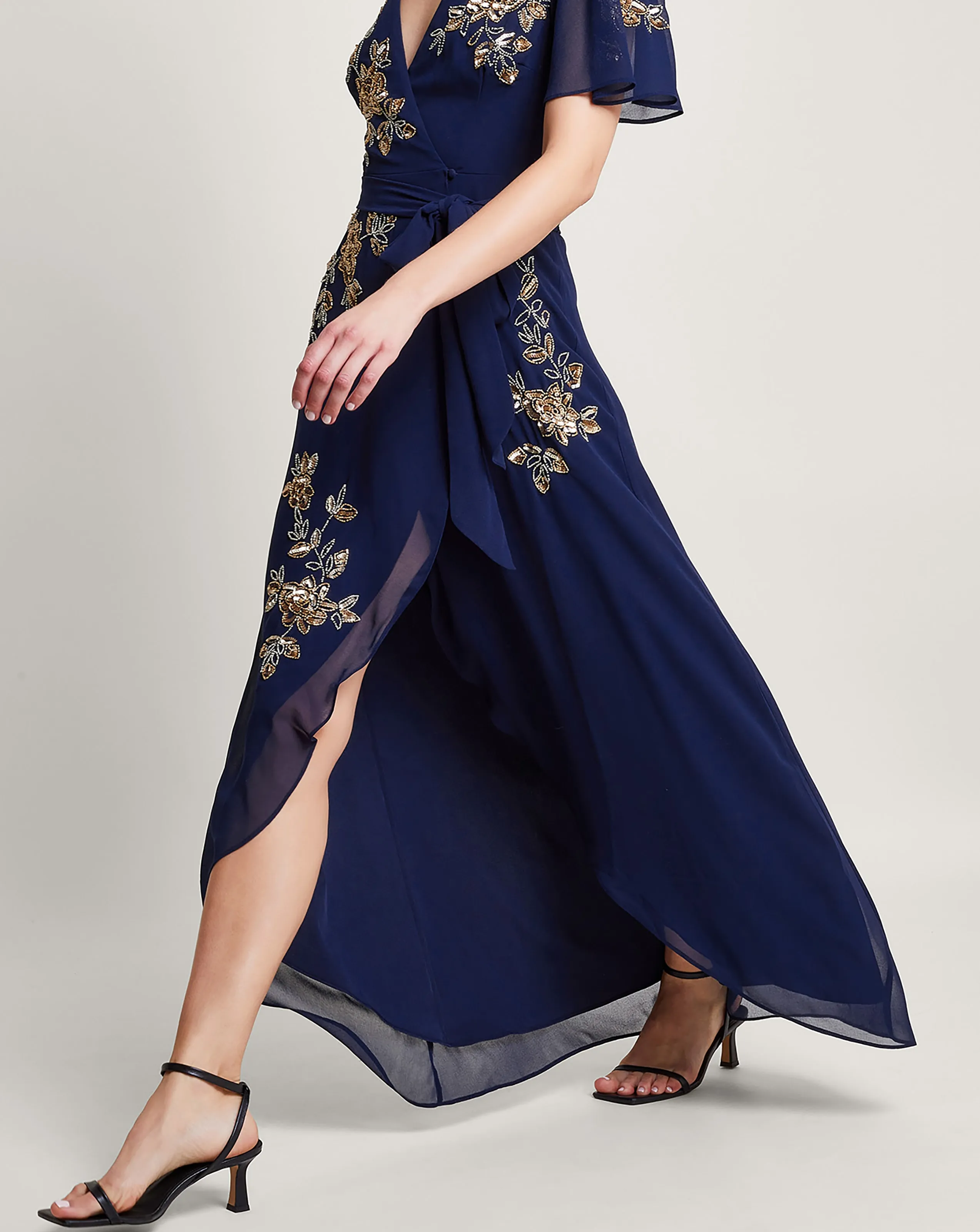 Monsoon Sarah Embellished Wrap Dress