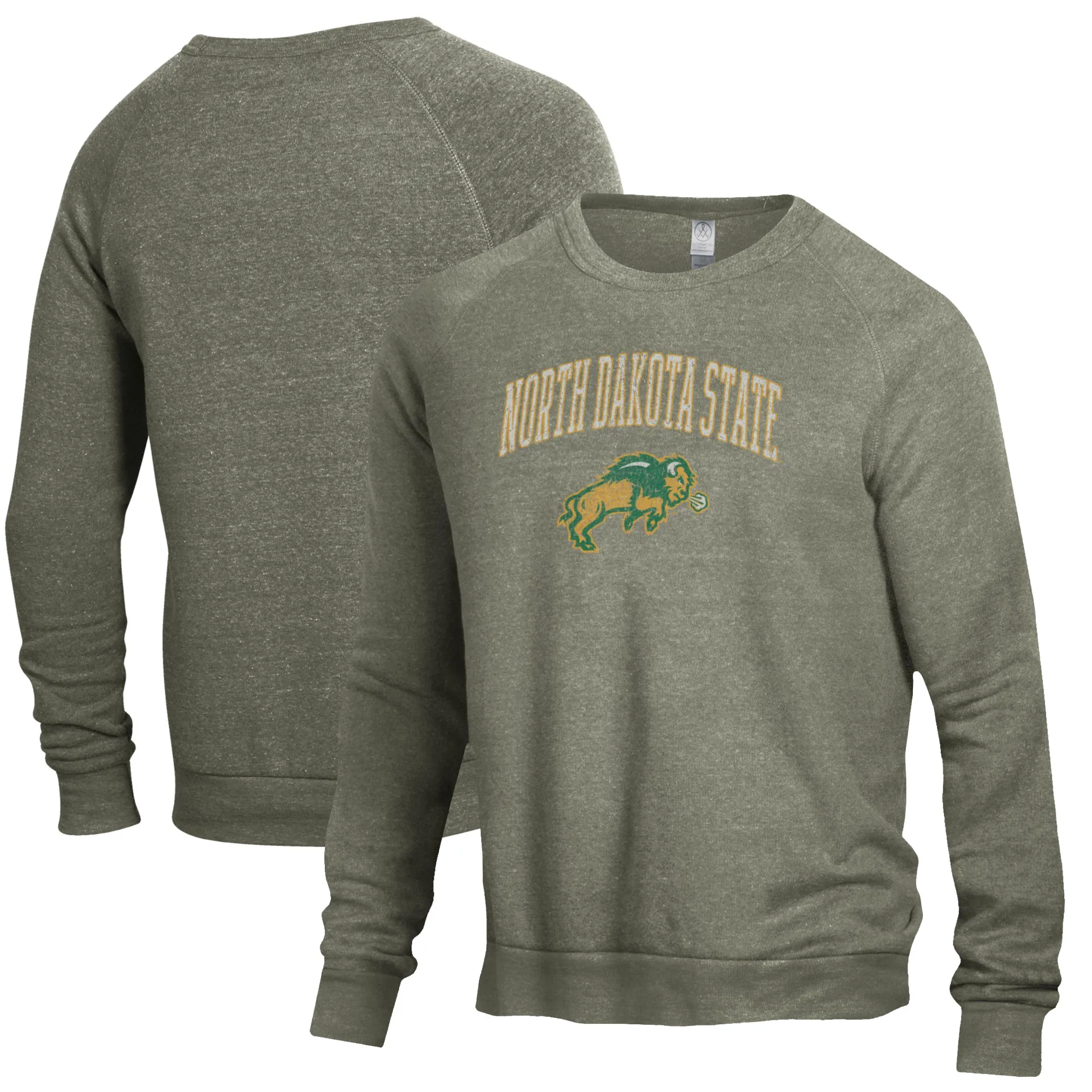 NDSU Bison Heathered Green The Champ Tri-Blend Pullover Sweatshirt