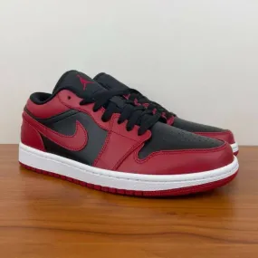 Nike air jordan 1 low reverse bred 4-14 white black gym red 553558-606