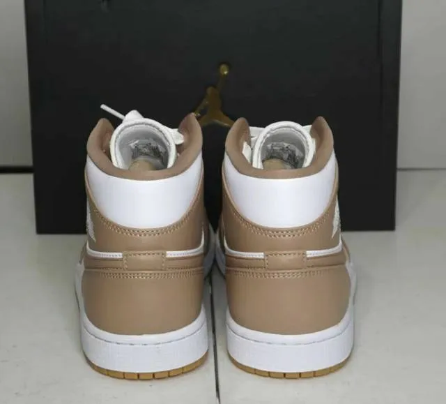 Nike air jordan 1 mid tan gum 8-14 hemp gum yellow white 554724-271