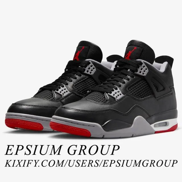 Nike air jordan 4 retro (bred reimagined/ black/ fire red/ cement grey/ summit white) men us 8-13 fv5029-006