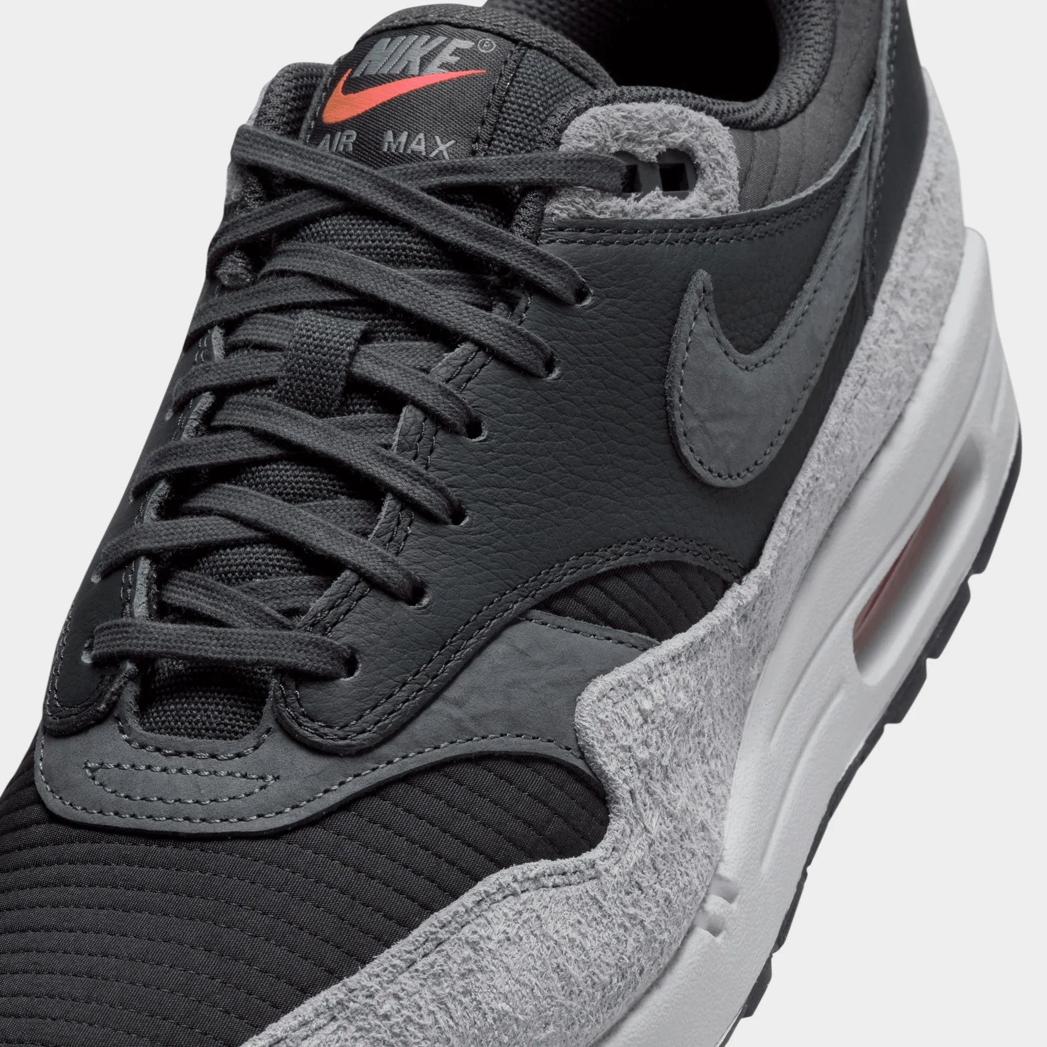 Nike Air Max 1 Premium Dark Smoke Grey / Dark Smoke Grey - Flash Crimson