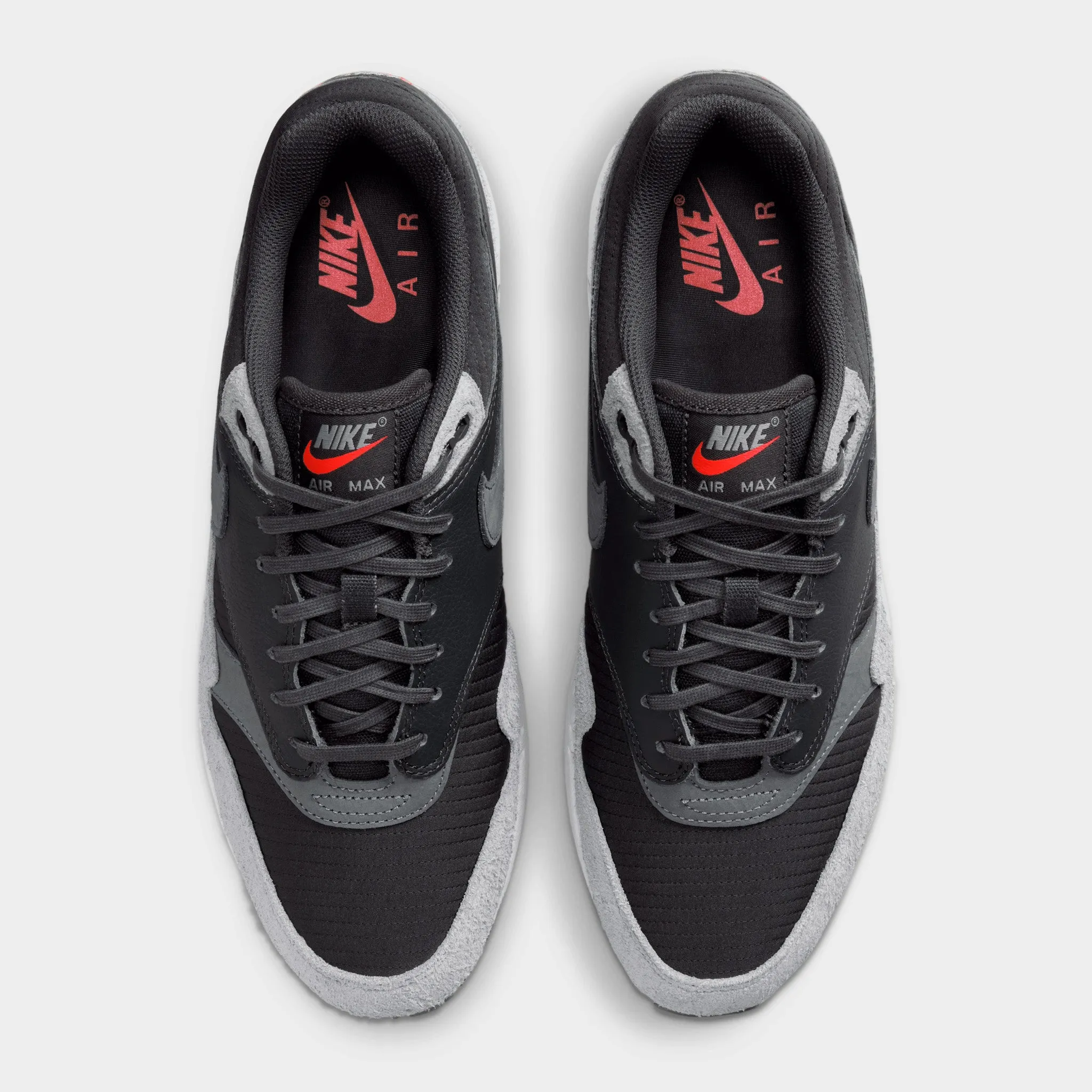 Nike Air Max 1 Premium Dark Smoke Grey / Dark Smoke Grey - Flash Crimson