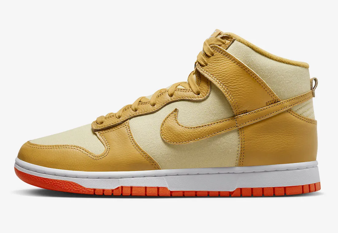 Nike SB Dunk High Gold Canvas Wheat Gold Safety Orange White DV7215-700