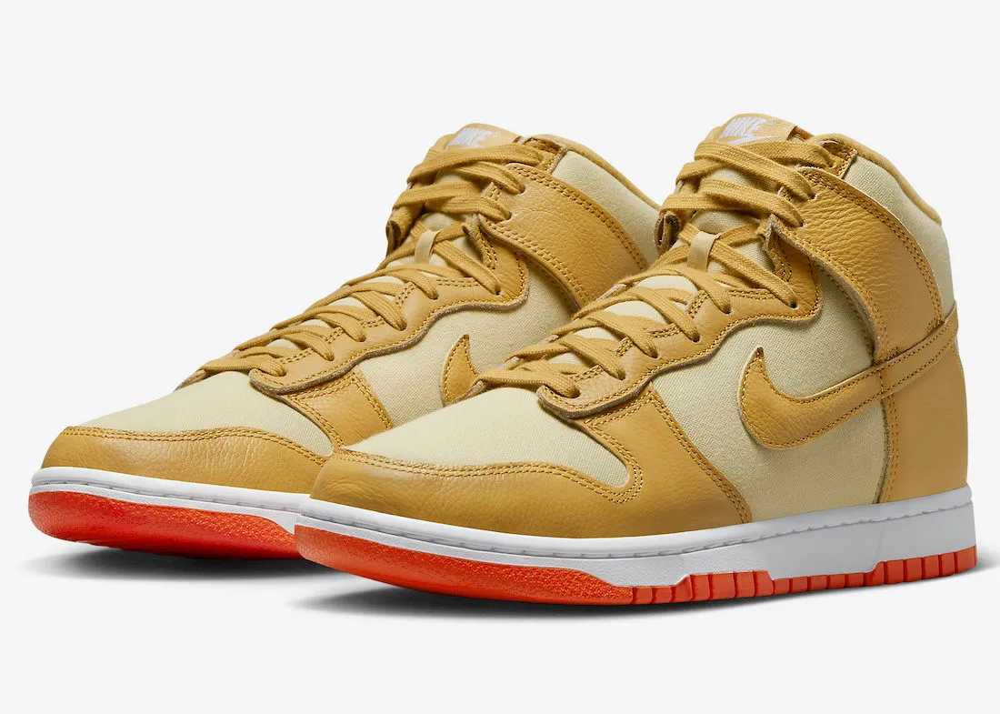 Nike SB Dunk High Gold Canvas Wheat Gold Safety Orange White DV7215-700