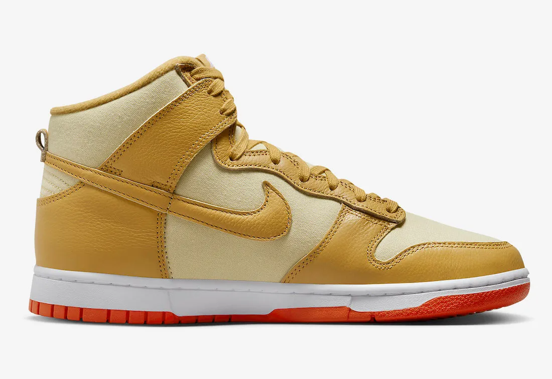 Nike SB Dunk High Gold Canvas Wheat Gold Safety Orange White DV7215-700