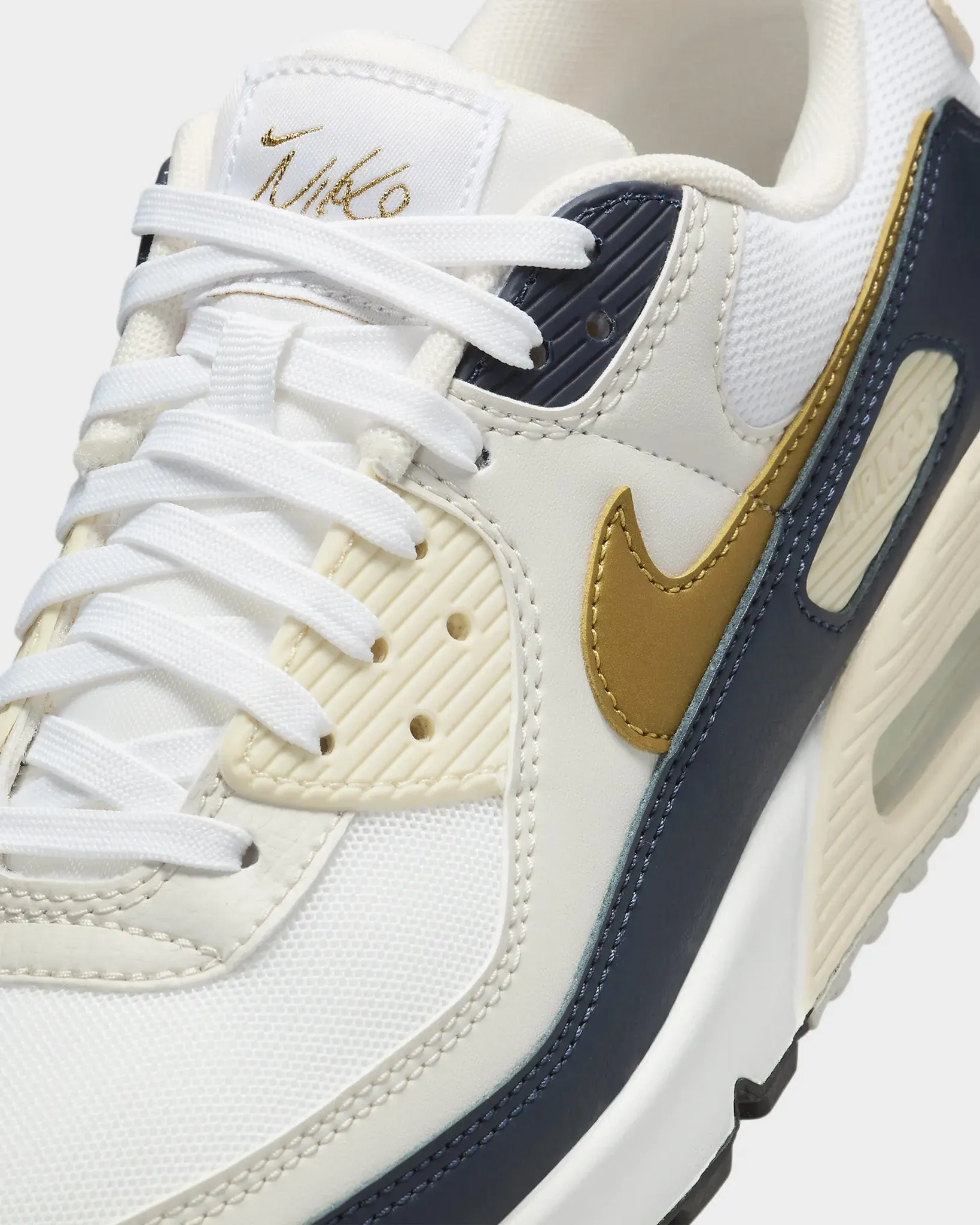 Nike Women's Air Max 90 Next Nature White / Metallic Gold - Obsidian