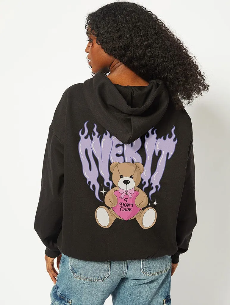 Over It Teddy Hoodie in Black