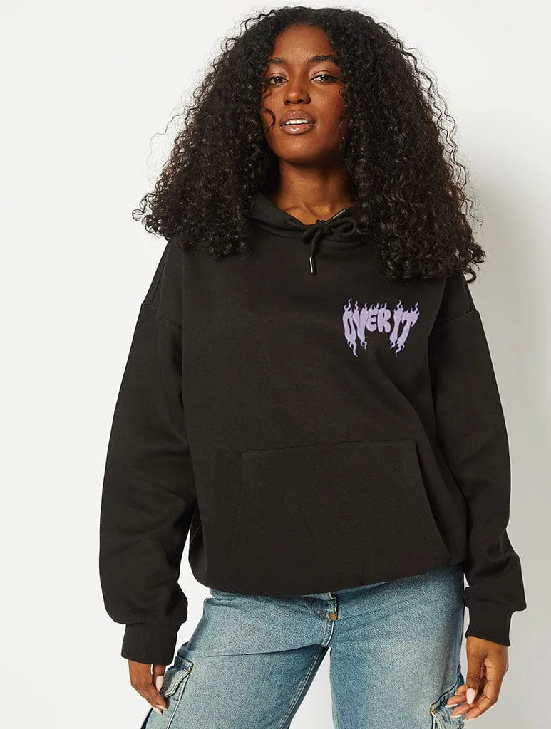 Over It Teddy Hoodie in Black