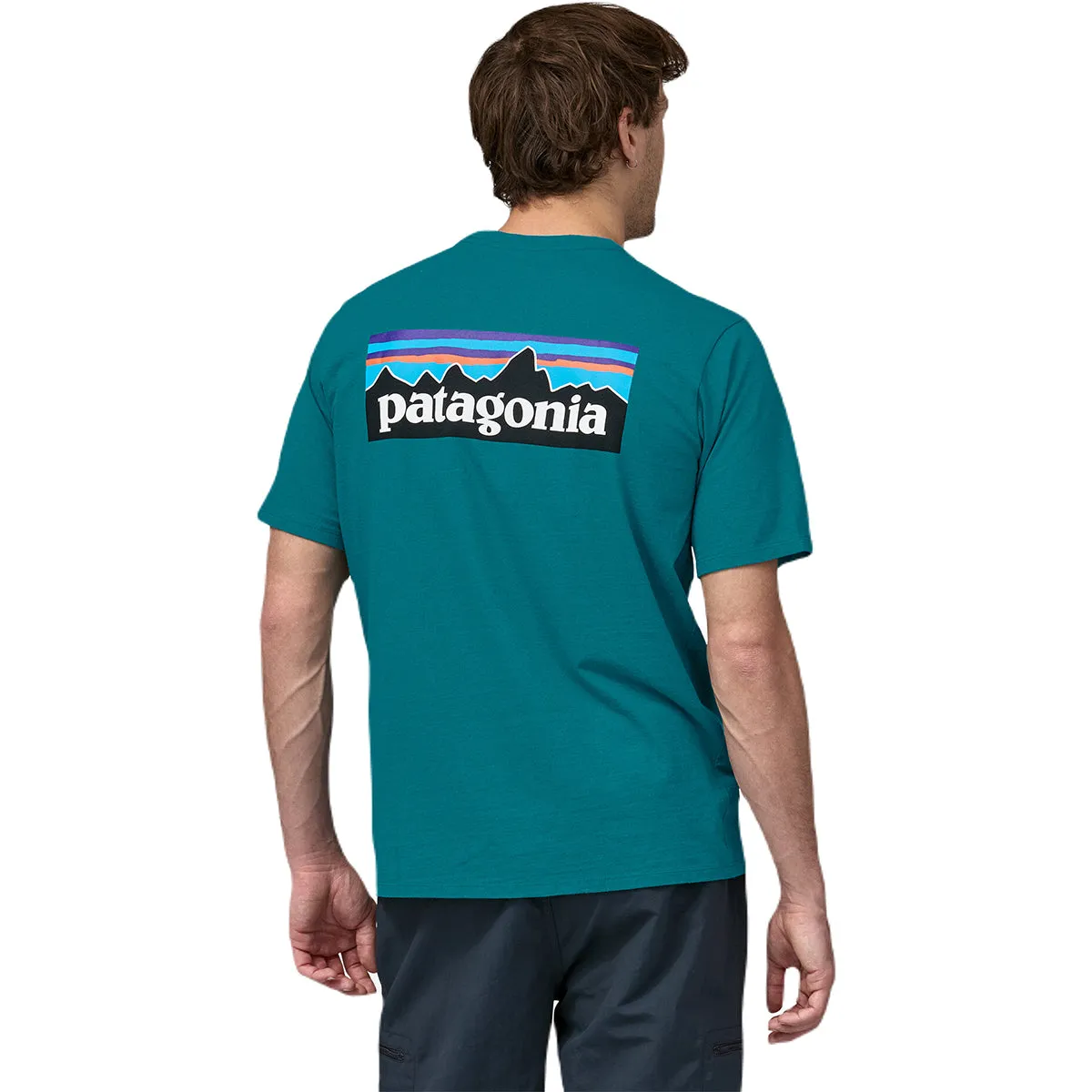 Patagonia Men's Belay Blue P-6 Logo Responsibili-Tee