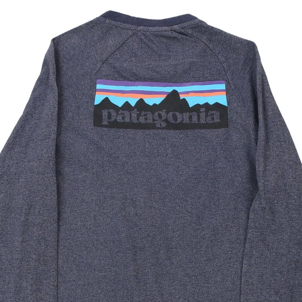 Patagonia Spellout Sweatshirt - Small Blue Cotton Blend