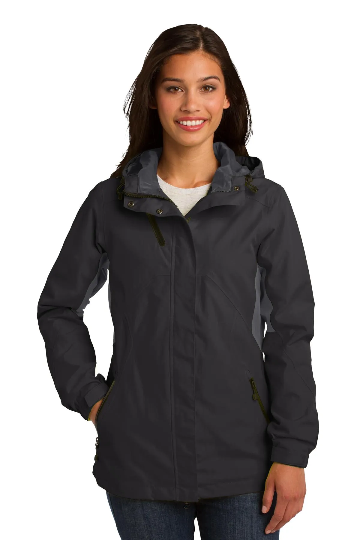 Port Authority Ladies Waterproof Jacket, Black/ Magnet Grey [CR Powered by Epiroc]