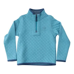 Quilted Zip Pullover in Adriatic Blue