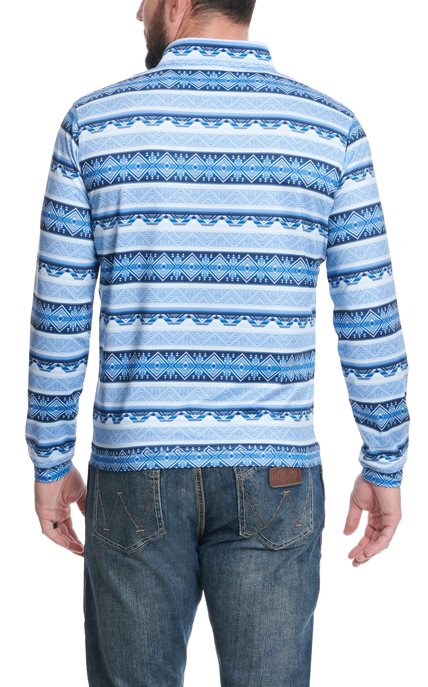 Rafter C Men's Navy & Blue Aztec 1/4 Zip Pullover