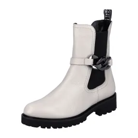 Remonte Women's White Chelsea Boot with Removable Chain Leather Lightweight