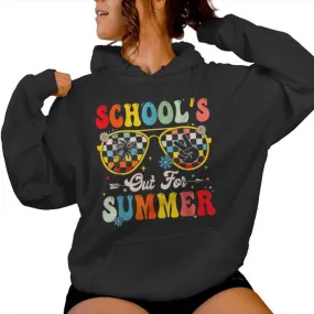 School's Out For Summer Groovy Sunglasses Last Day Of School Women Hoodie