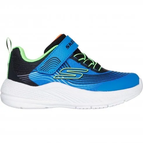 Skechers Microspec Advance | Blue/Lime | Boy's Cushioned Riptape Trainers