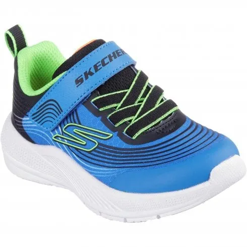 Skechers Microspec Advance | Blue/Lime | Boy's Cushioned Riptape Trainers