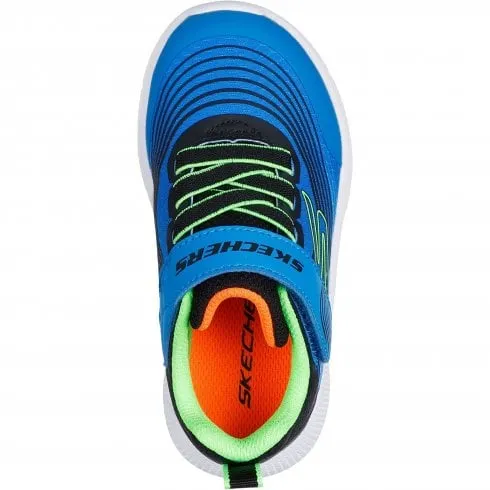 Skechers Microspec Advance | Blue/Lime | Boy's Cushioned Riptape Trainers