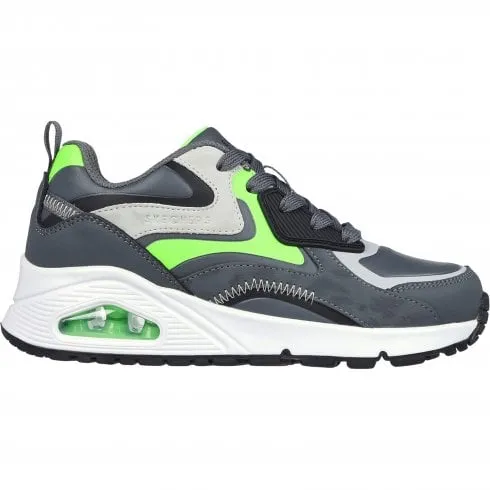 Skechers Uno Gen1 - Color Surge | Charcoal/Lime | Childrens Lace Up Trainers