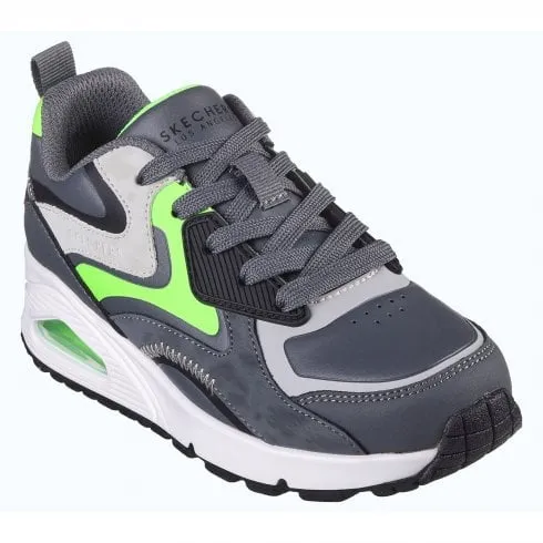 Skechers Uno Gen1 - Color Surge | Charcoal/Lime | Childrens Lace Up Trainers