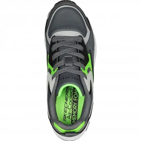 Skechers Uno Gen1 - Color Surge | Charcoal/Lime | Childrens Lace Up Trainers