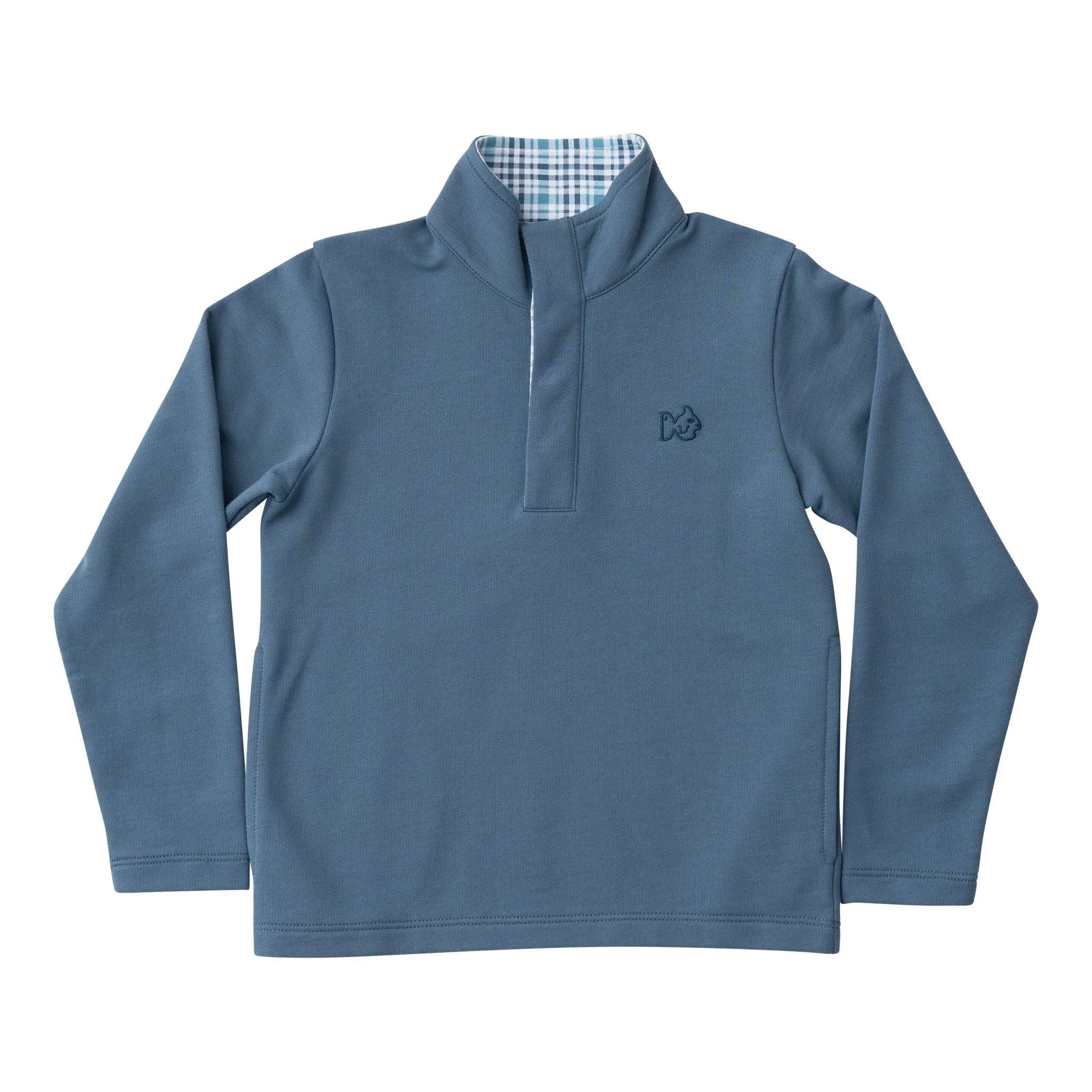 Sporty Snap Pullover in Bluefin Blue