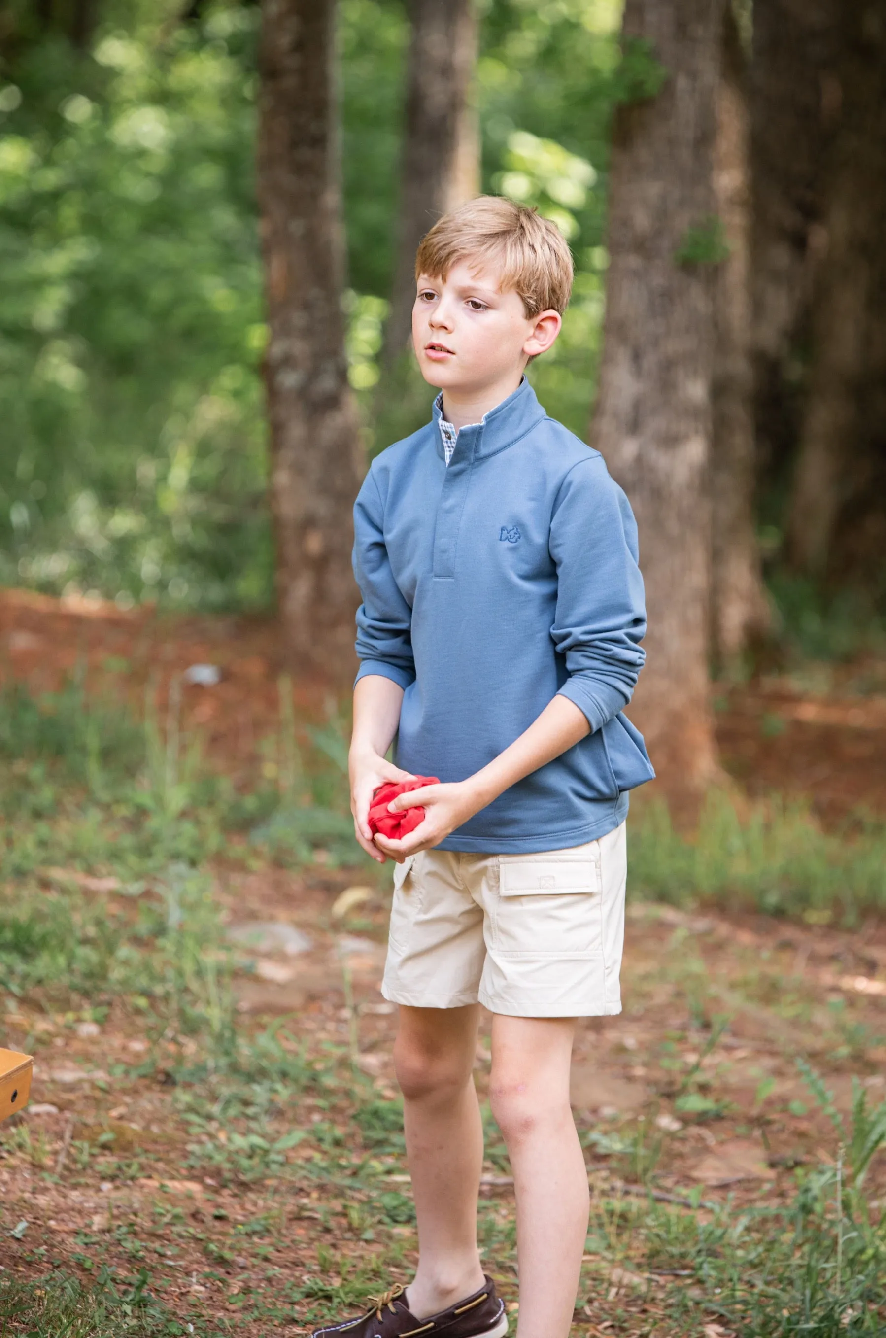 Sporty Snap Pullover in Bluefin Blue