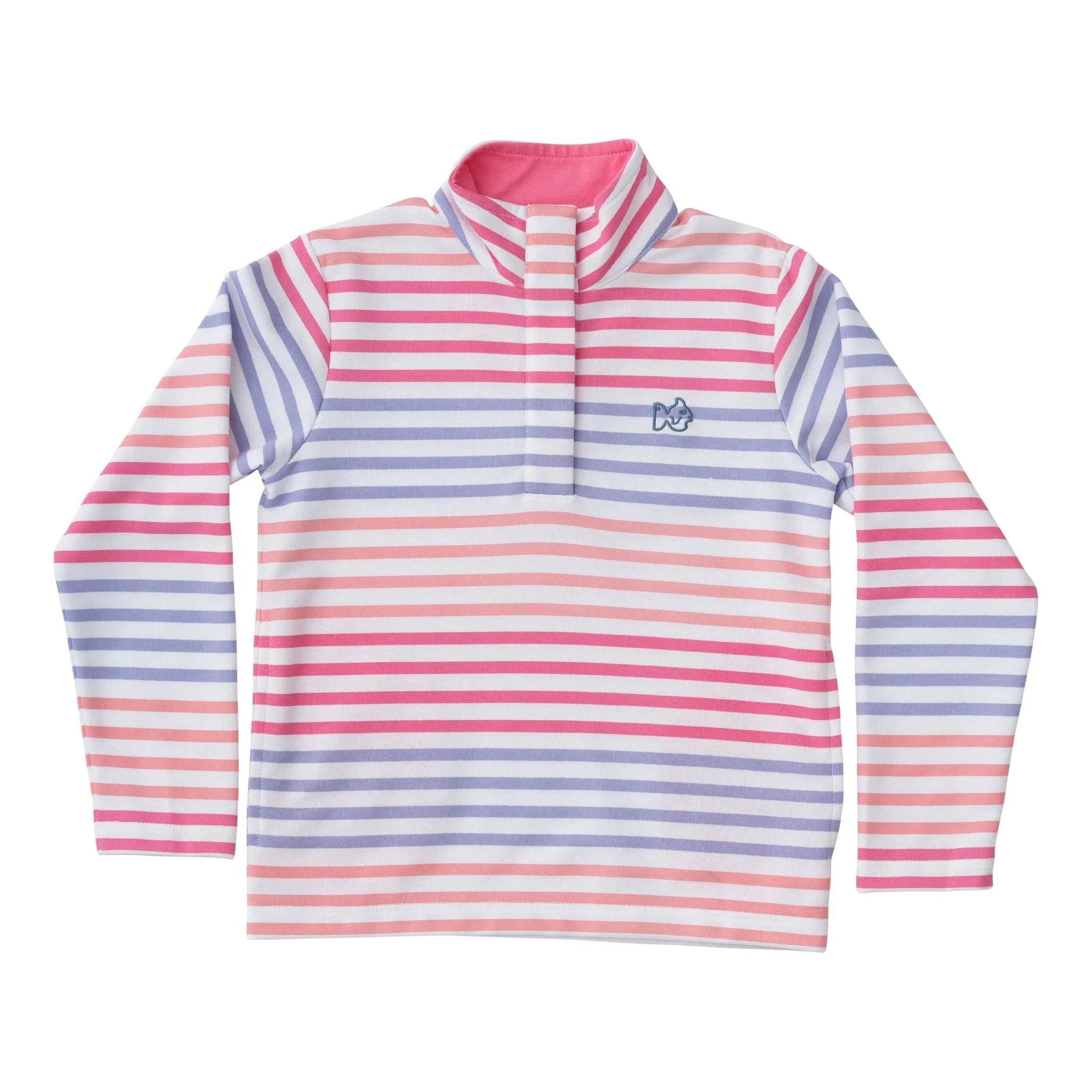 Sporty Snap Pullover in Pink Carnation Multi Color Stripe