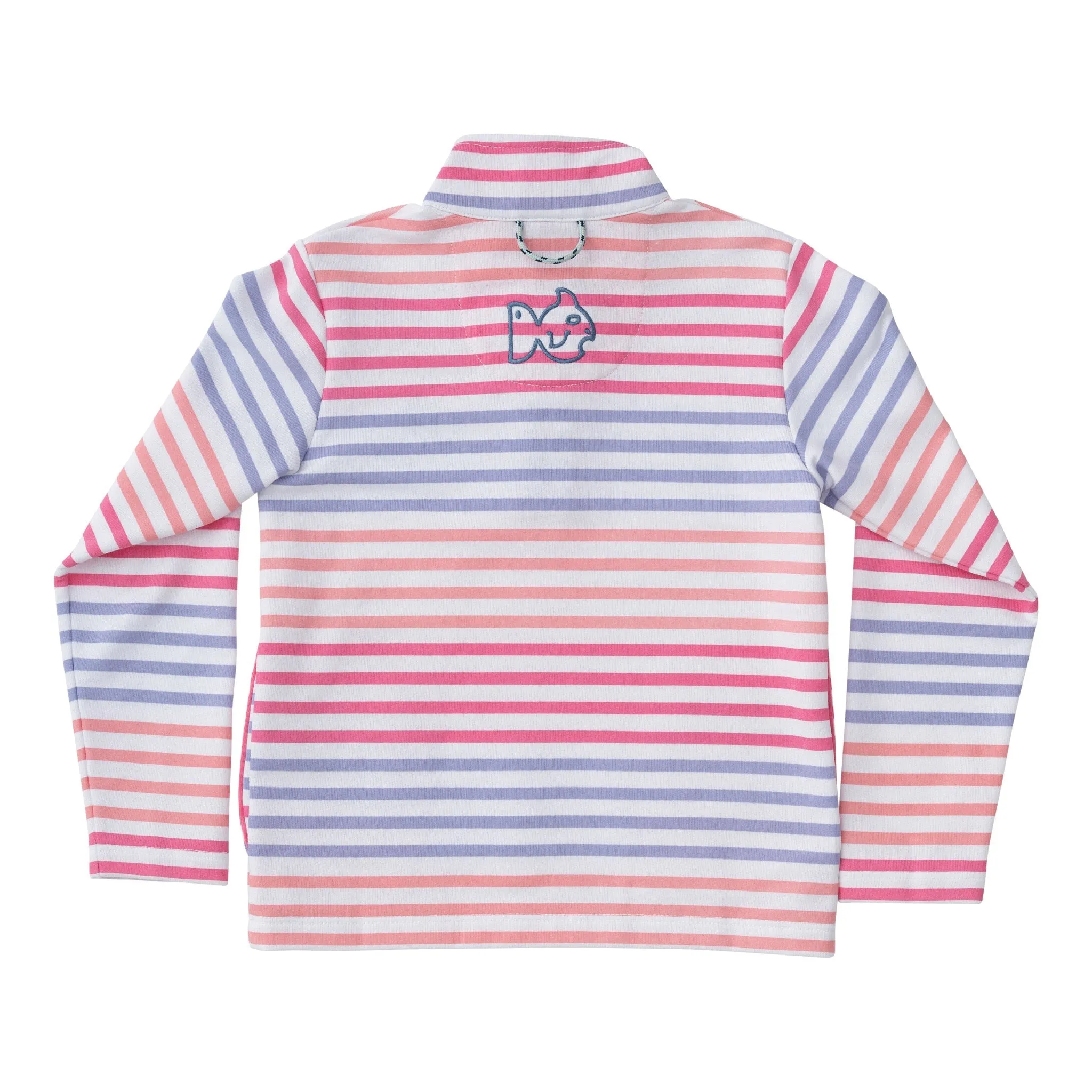 Sporty Snap Pullover in Pink Carnation Multi Color Stripe