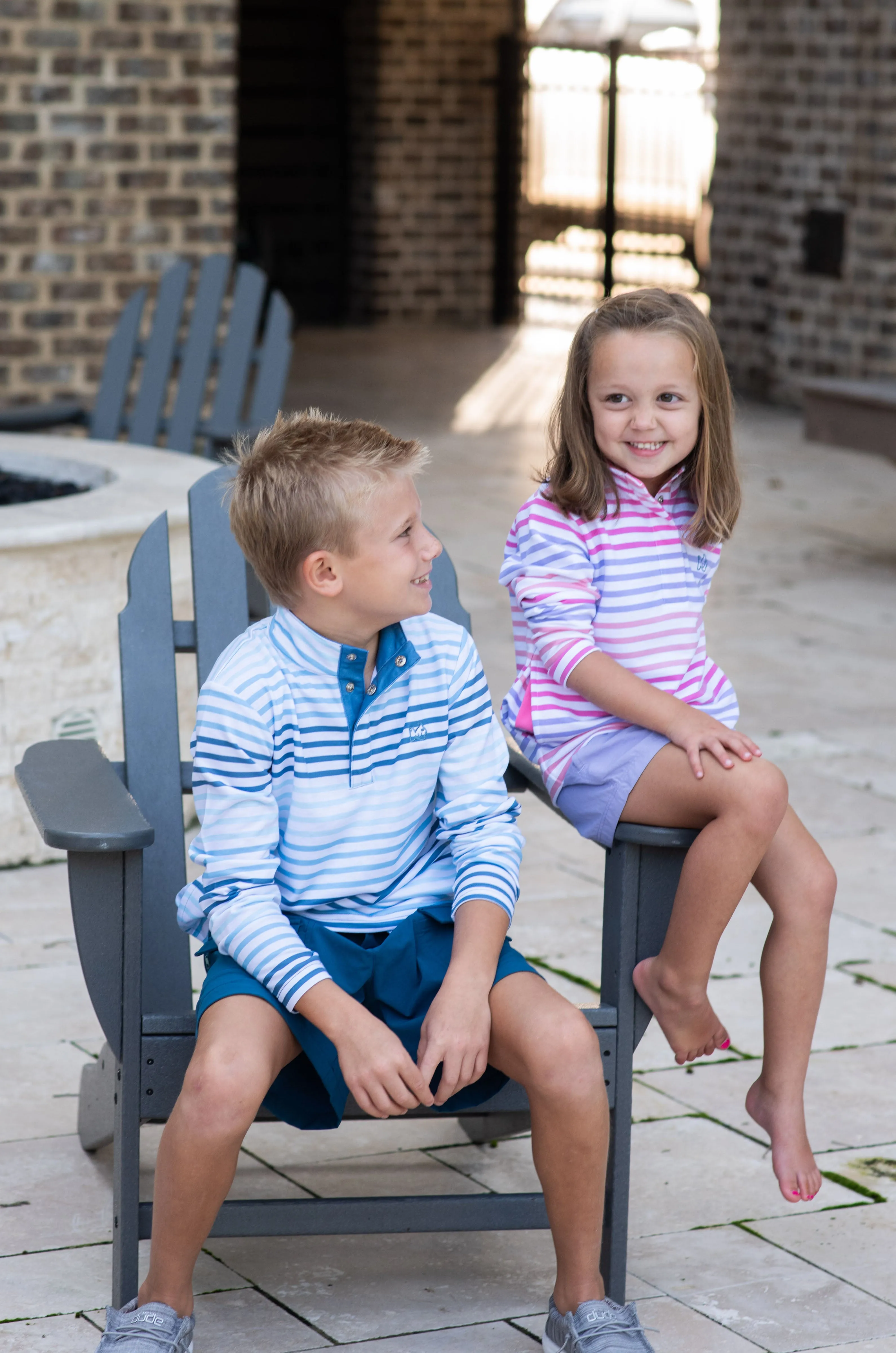 Sporty Snap Pullover in Pink Carnation Multi Color Stripe