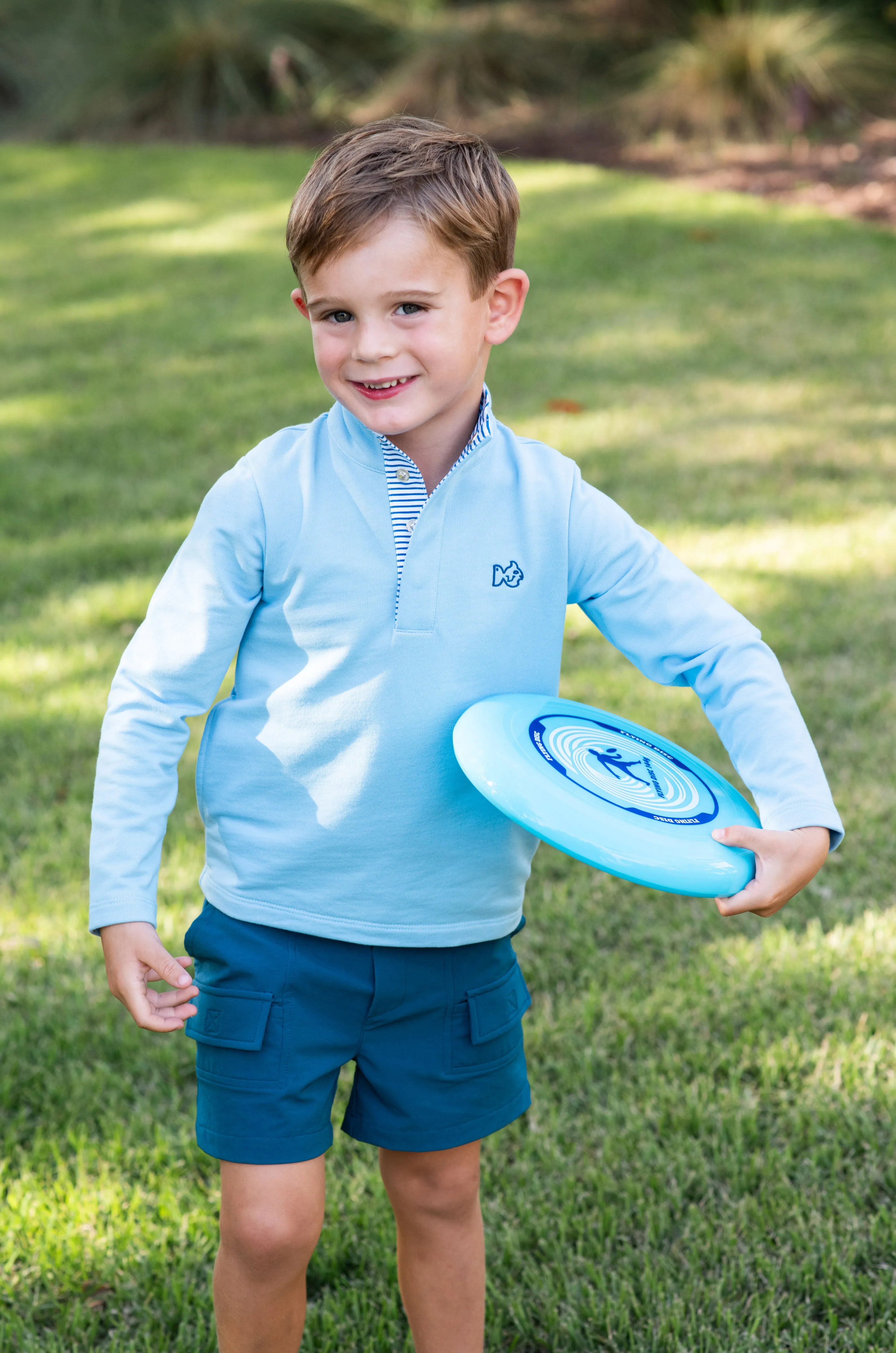 Sporty Snap Pullover in Placid Blue