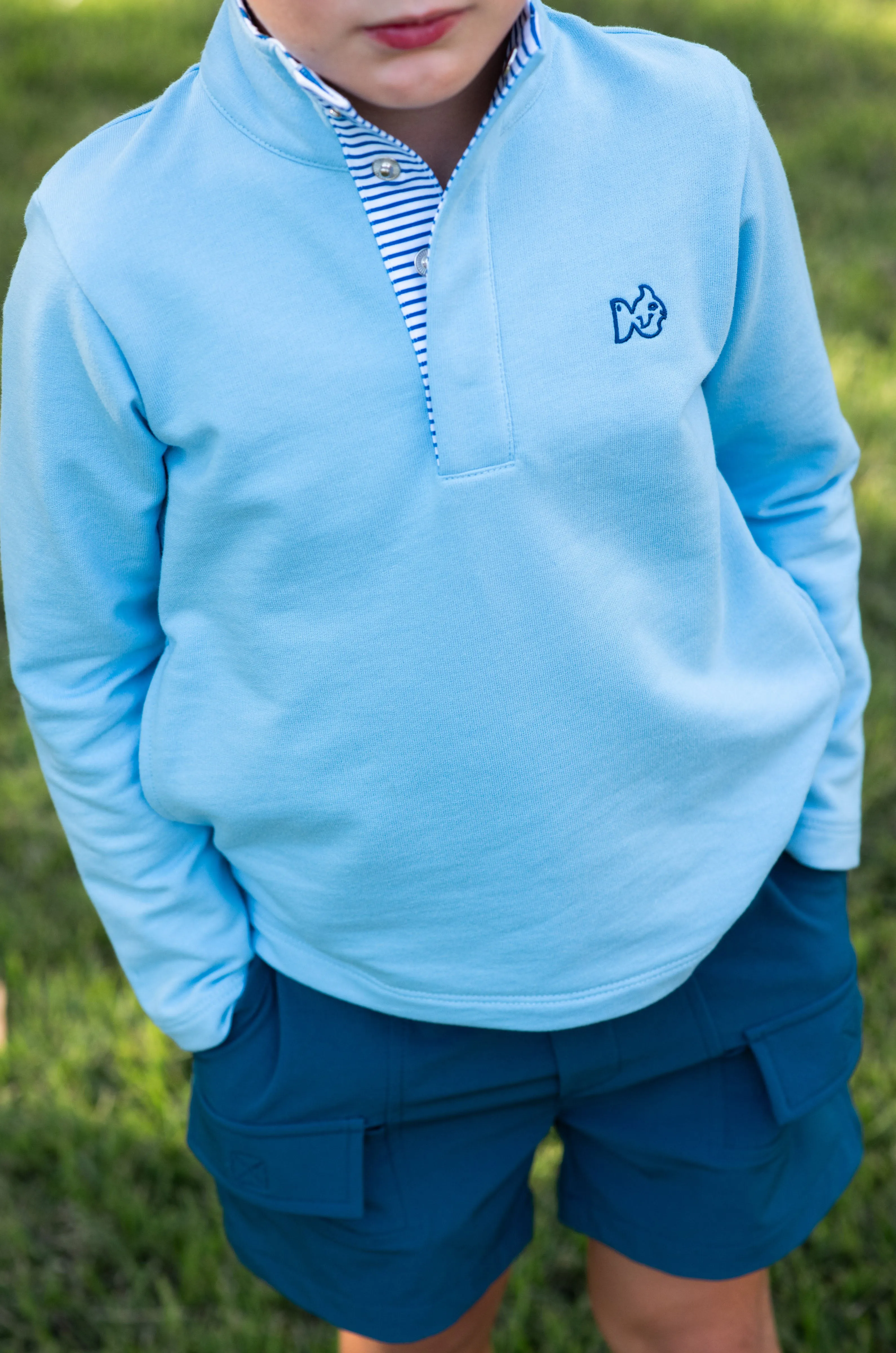 Sporty Snap Pullover in Placid Blue