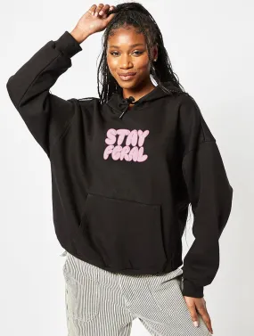 Stay Feral Hoodie In Black