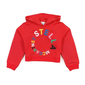 Stella Mccartney Red Hoodie With Multicolor Stella Logo