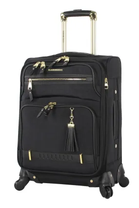 Steve Madden Luggage Carry On 20 Expandable Softside Suitcase With Spinner Wheels (20in, Peek-A-Boo Black)