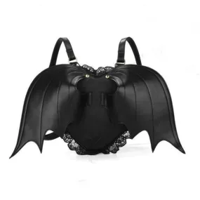 Style Gothic black Heart-shaped Lace Devil Bat wings Backpack / Fashion Female Accessories