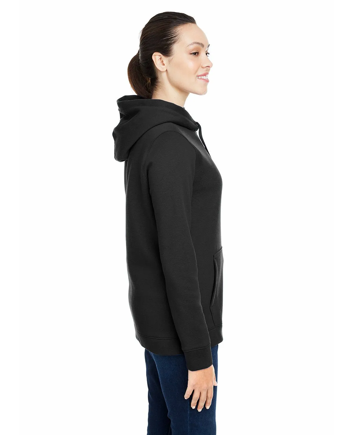 Under Armour Ladies Hustle Pullover Hooded Sweatshirt 1300261 BLACK/ WHT 001