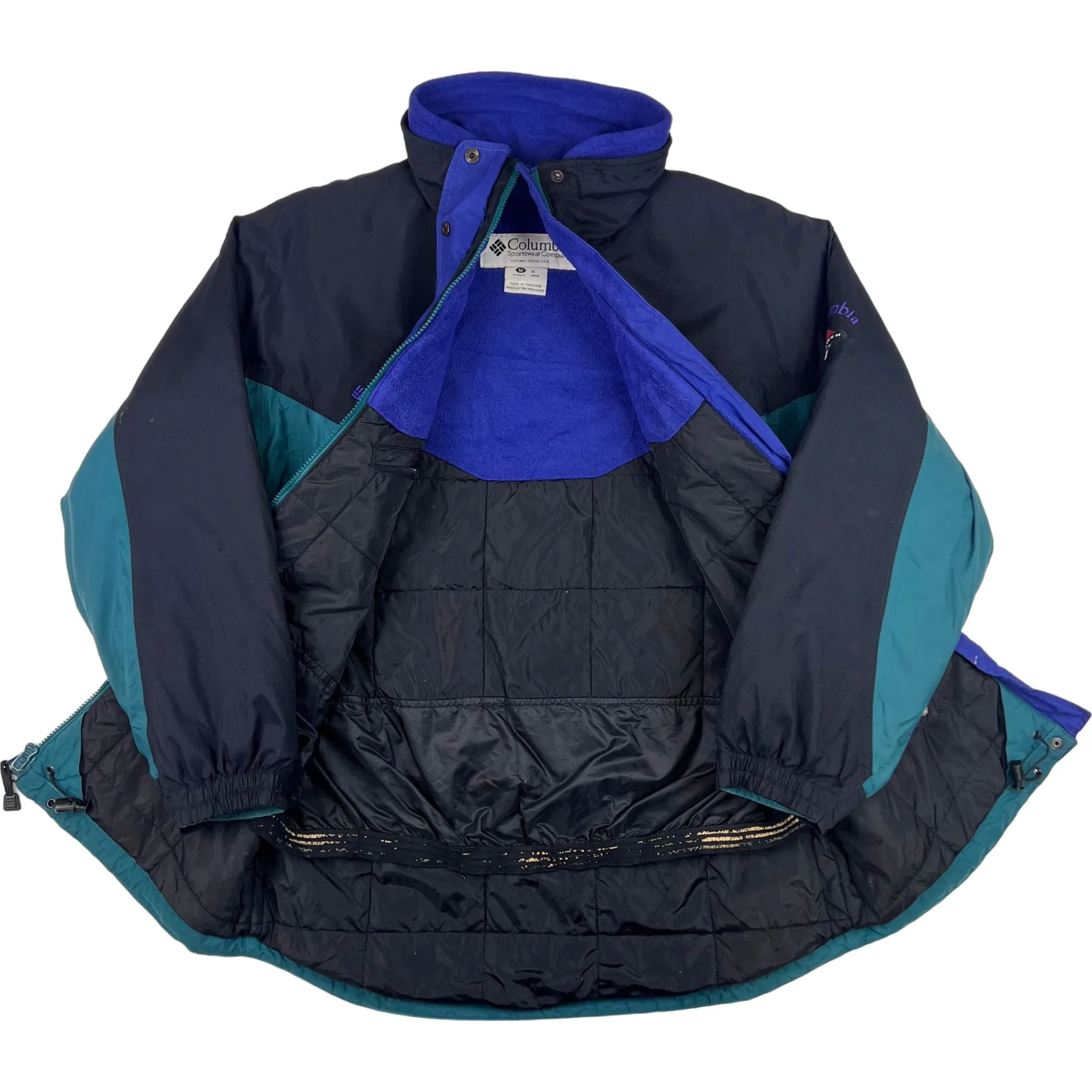 Vintage Columbia 90s Colourblock Ski Jacket Teal Blue