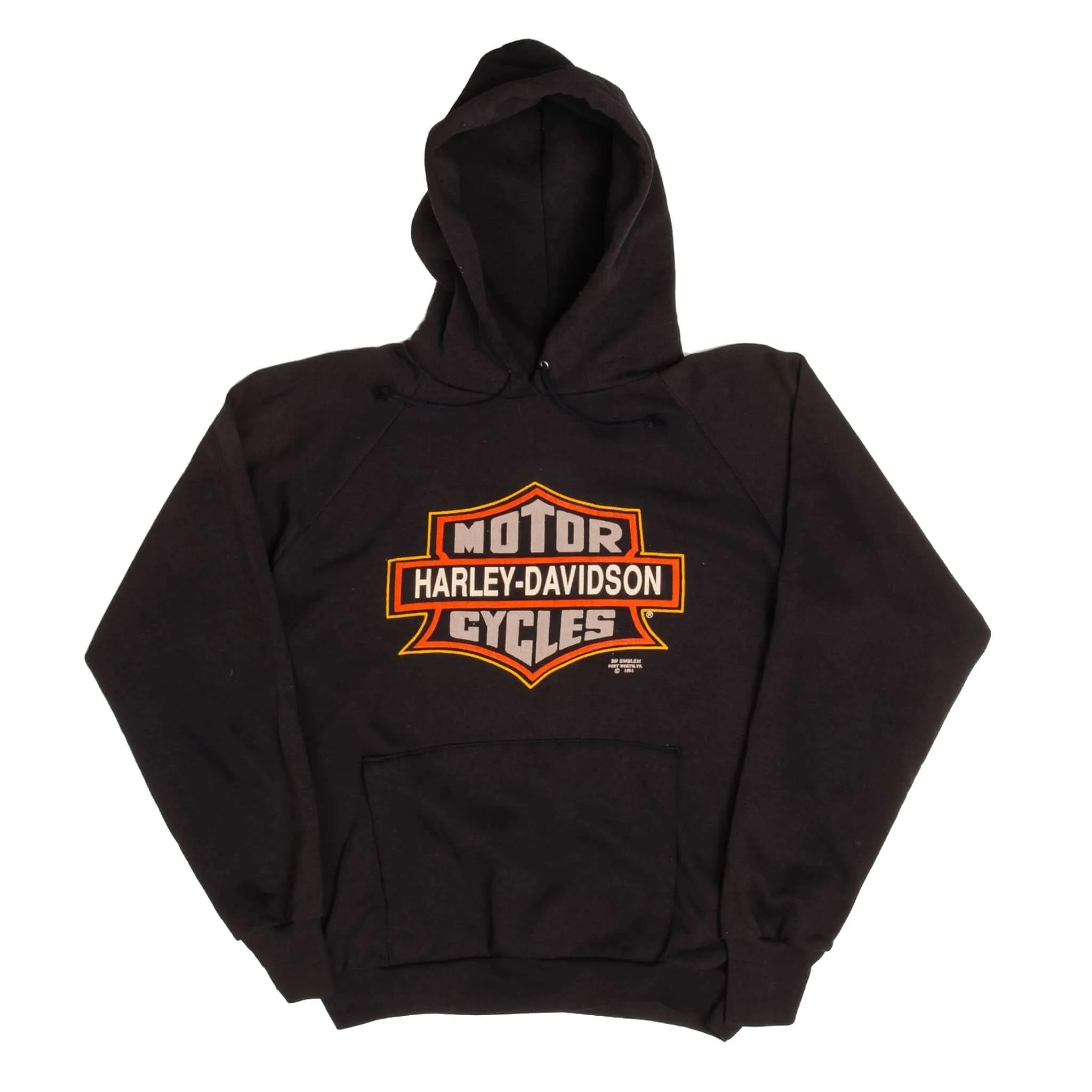 VINTAGE HARLEY DAVIDSON 3D EMBLEM 1991 HOODIE SWEATSHIRT LARGE MADE USA